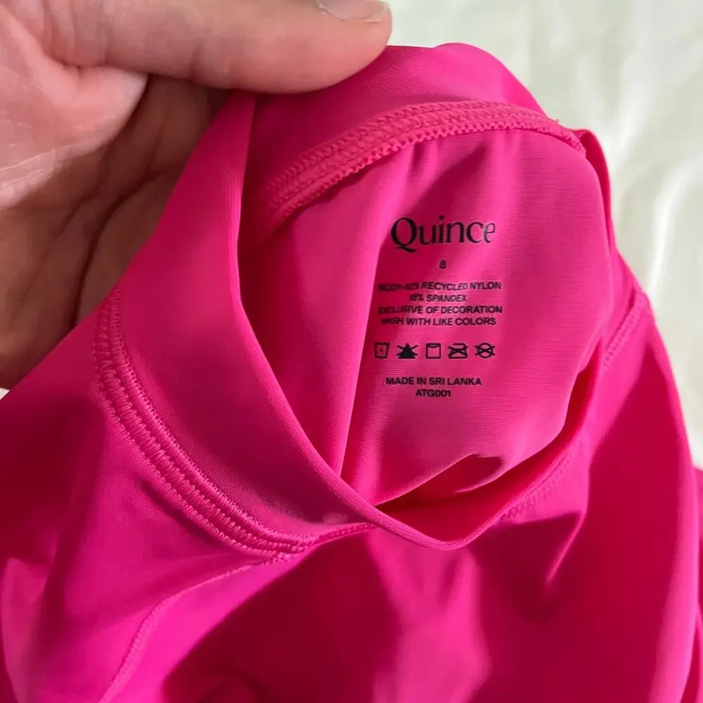 NWT Quince Pink Long Sleeve UPF 50 Rash Guard Sz 8T Swim Bathing Suit